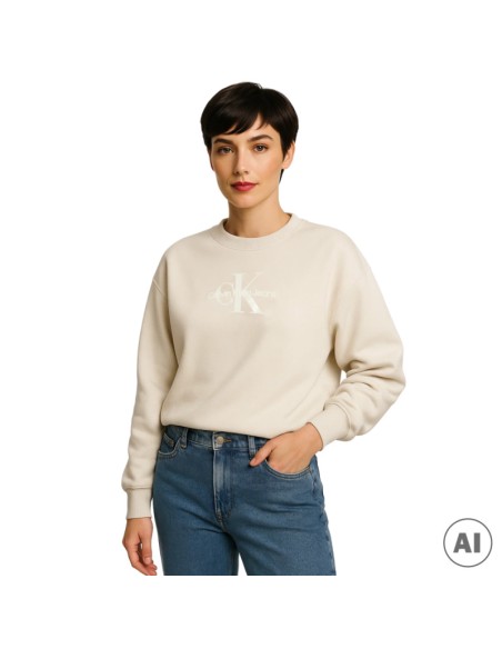 CALVIN KLEIN SUDADERA J20J224724_BE BEIGE (W)