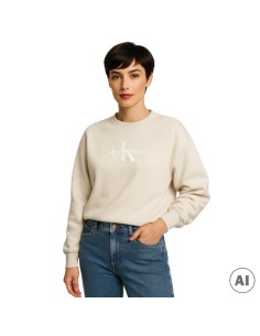 CALVIN KLEIN SUDADERA J20J224724_BE BEIGE (W)
